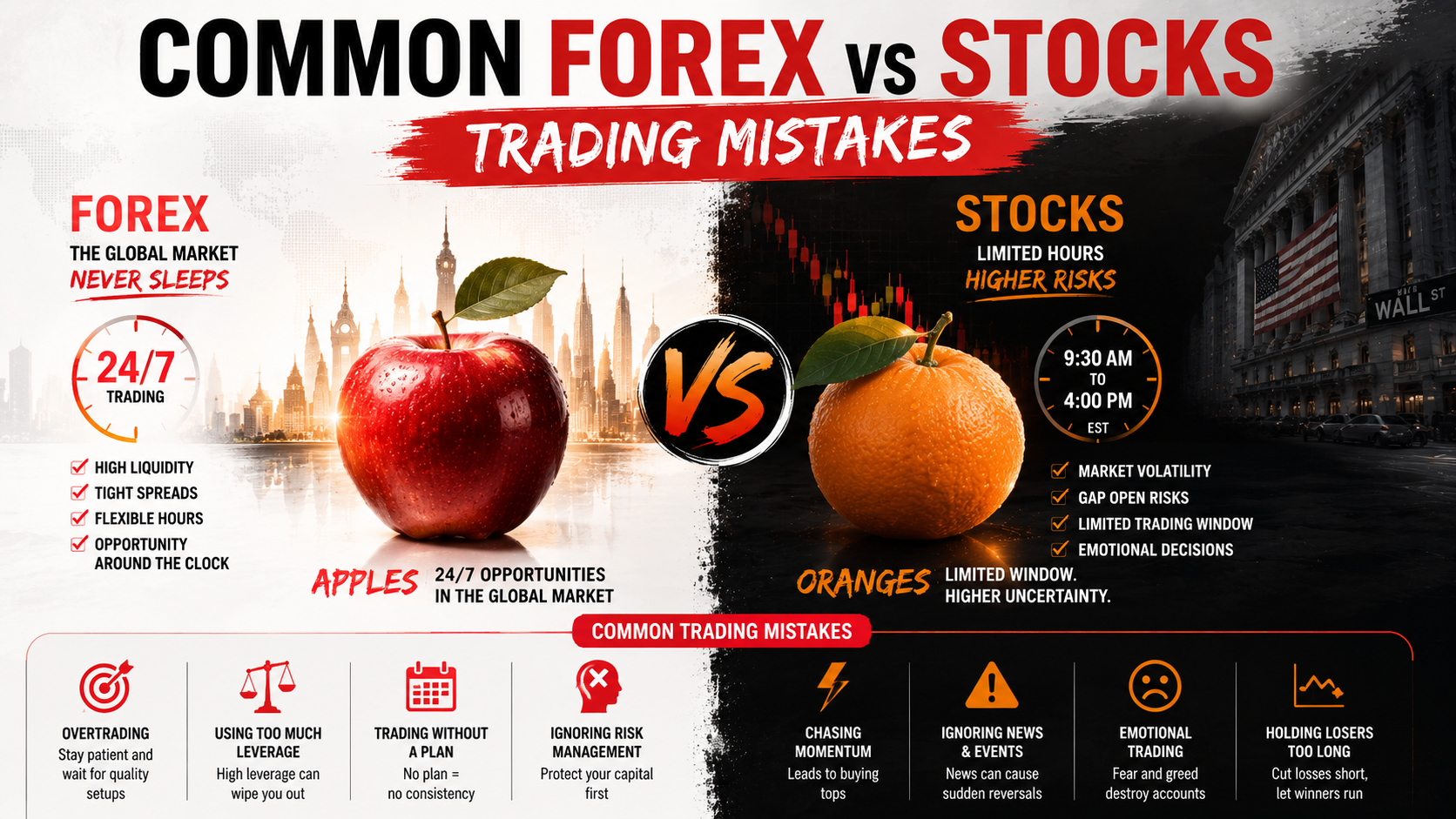Common Forex vs Stocks Trading Mistakes