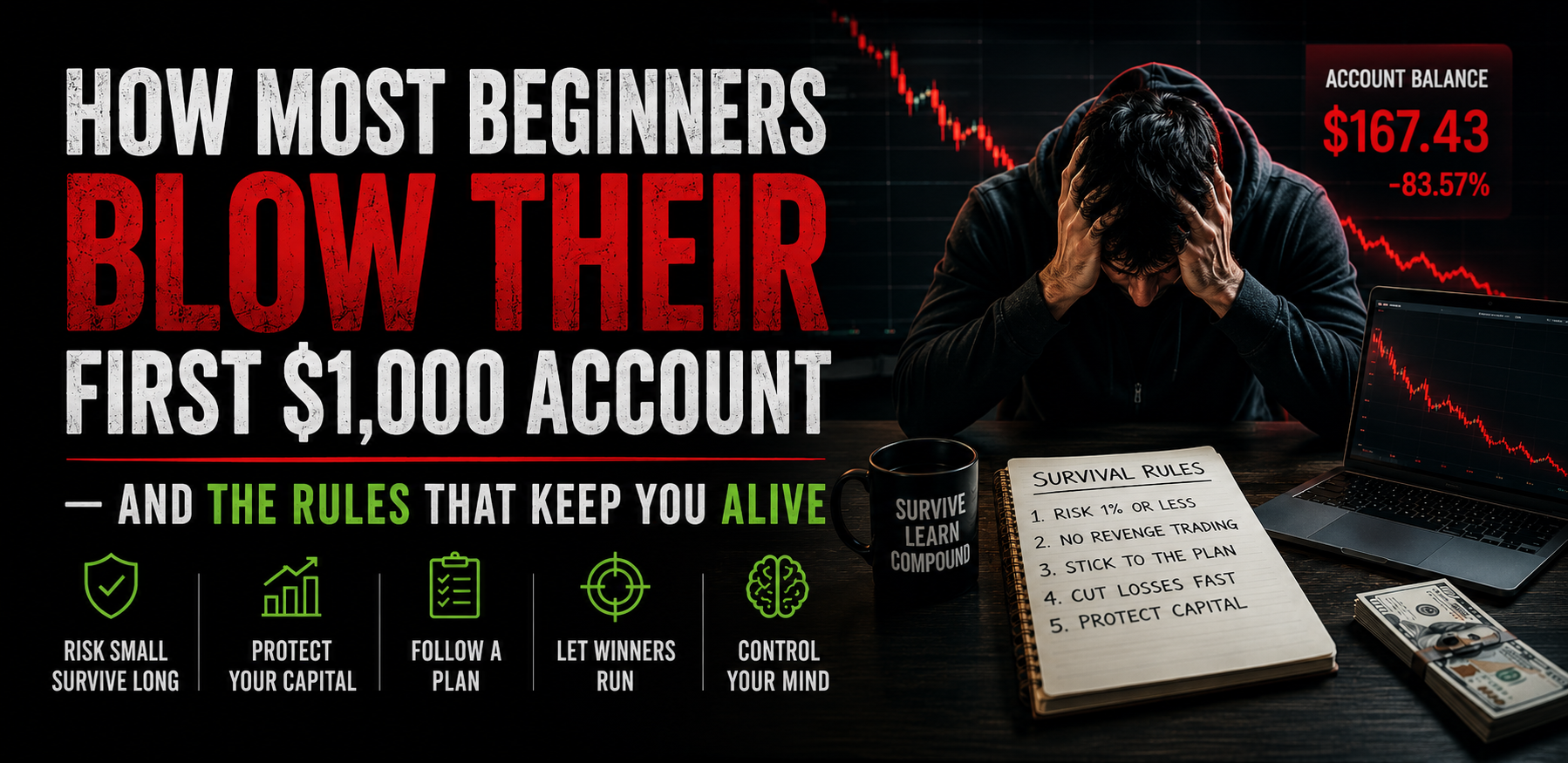 How Most Beginners Blow Their First $1,000 Account — And The Rules That Keep You Alive